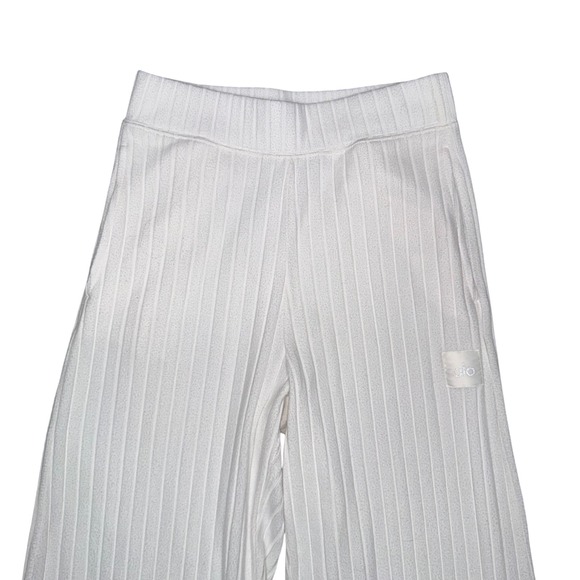 Alo Yoga Take Comfort Ribbed Wide Leg Sweatpants Womens S Bone Ivory High Rise - Picture 6 of 9
